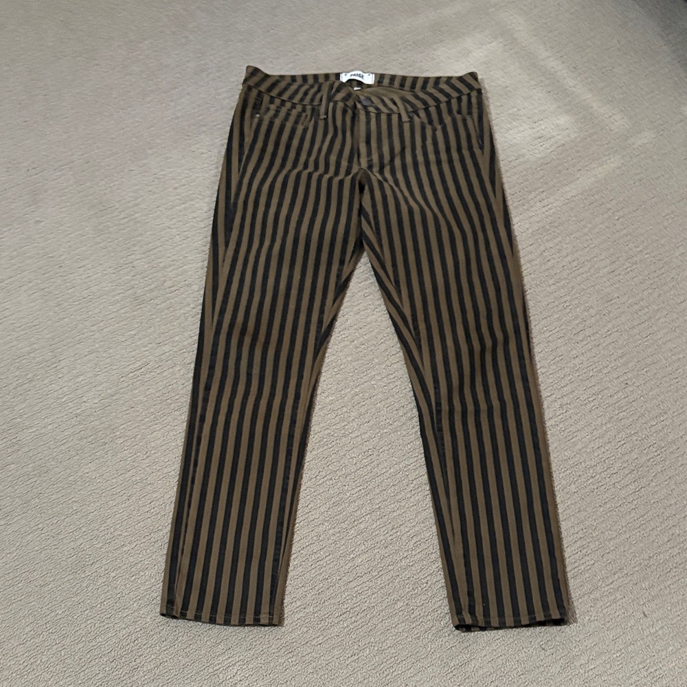 PAIGE Black and Brown Striped Pants